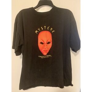 Vintage XL MYSTERE CIRQUE DU SOLEIL Treasure Island Las Vegas Black T-Shirt